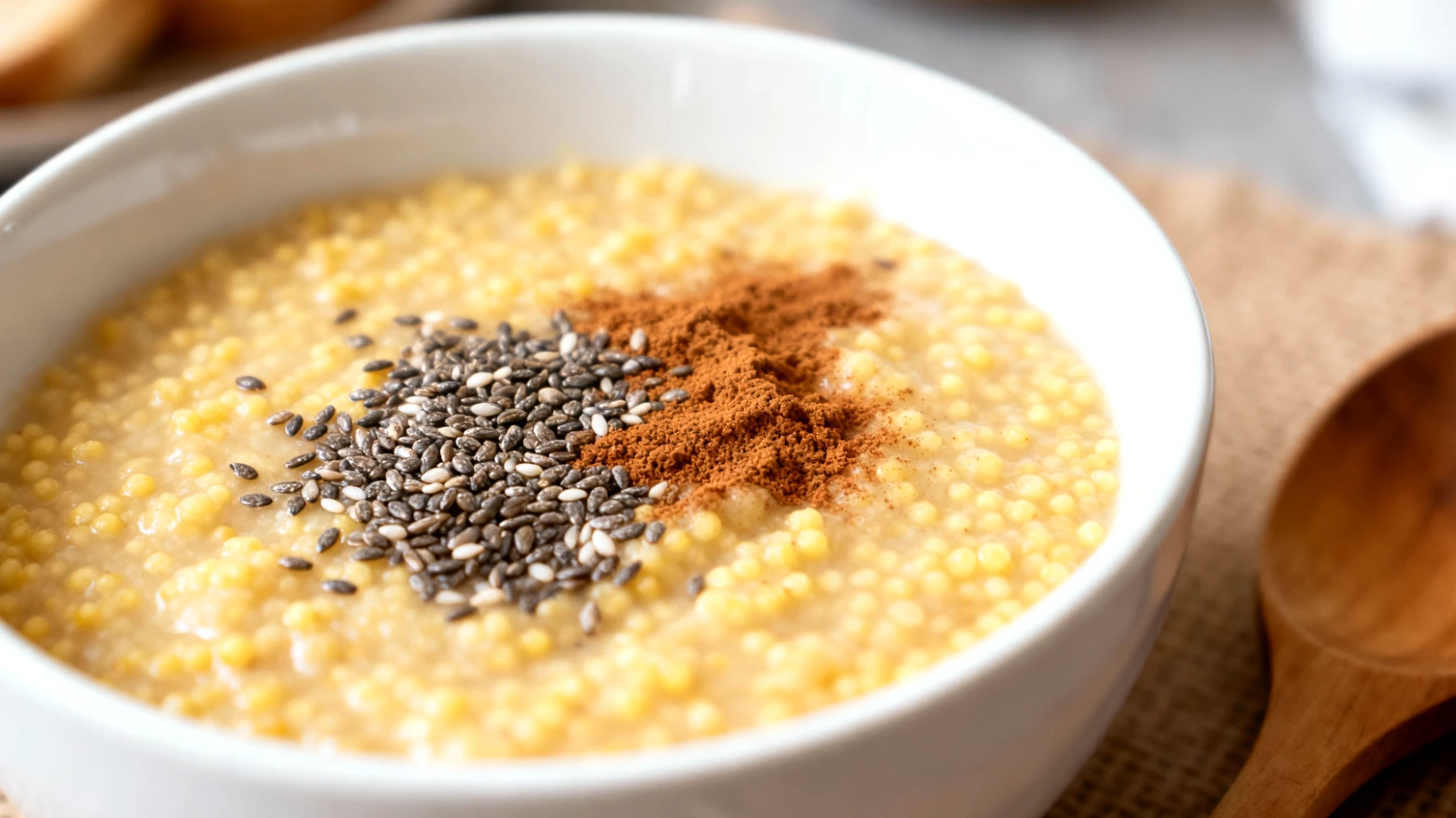 Porridge di miglio con semi di chia e cannella"