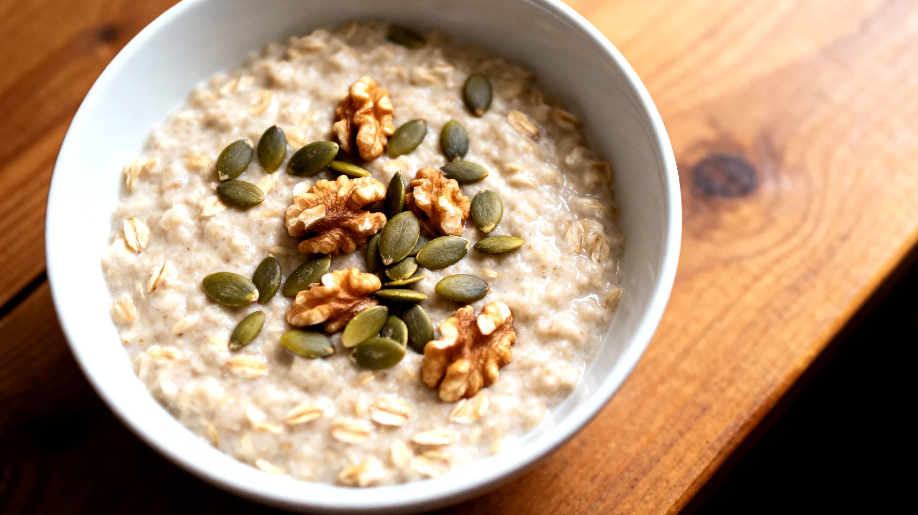 Porridge di avena con semi di zucca e noci"