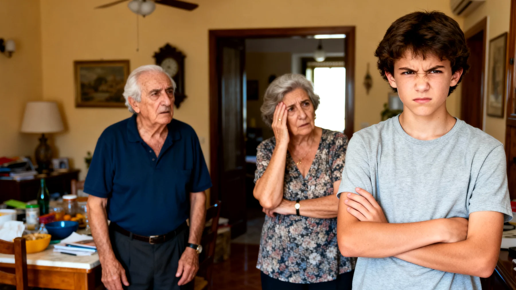 I nonni si trovano in difficoltà nel gestire gli scoppi di rabbia e le reazioni esagerate dei nipoti adolescenti quando le cose non vanno come vorrebbero, creando tensioni durante il tempo trascorso insieme"