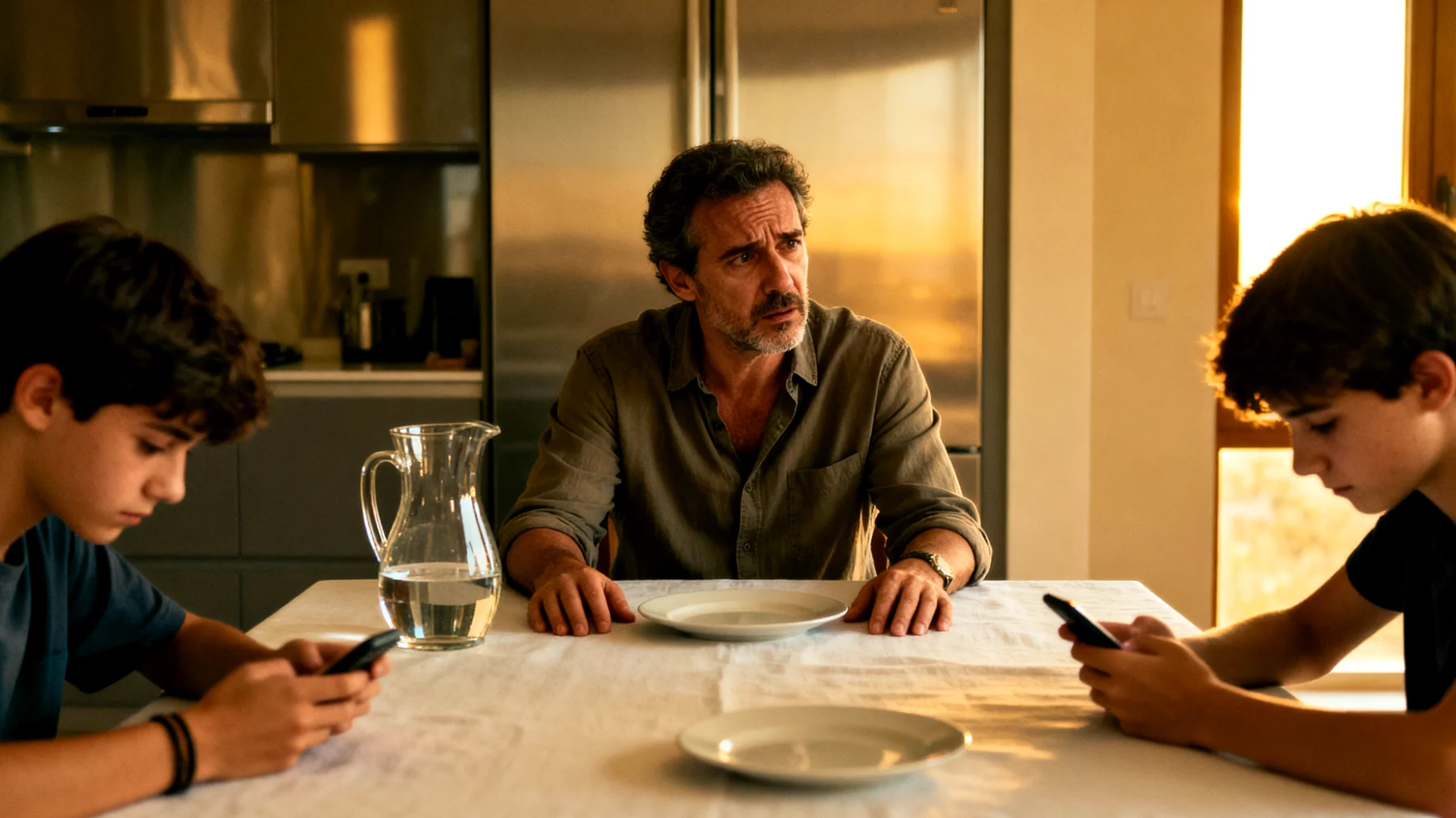 Un papà si trova in difficoltà nel comunicare e relazionarsi con i suoi figli adolescenti a causa di un evidente divario generazionale: i ragazzi trovano obsoleti i suoi valori, il suo modo di ragionare e i suoi consigli, mentre lui fatica a comprendere il loro linguaggio, i loro interessi digitali e le loro priorità, creando incomprensioni, dialoghi superficiali e una crescente distanza emotiva."