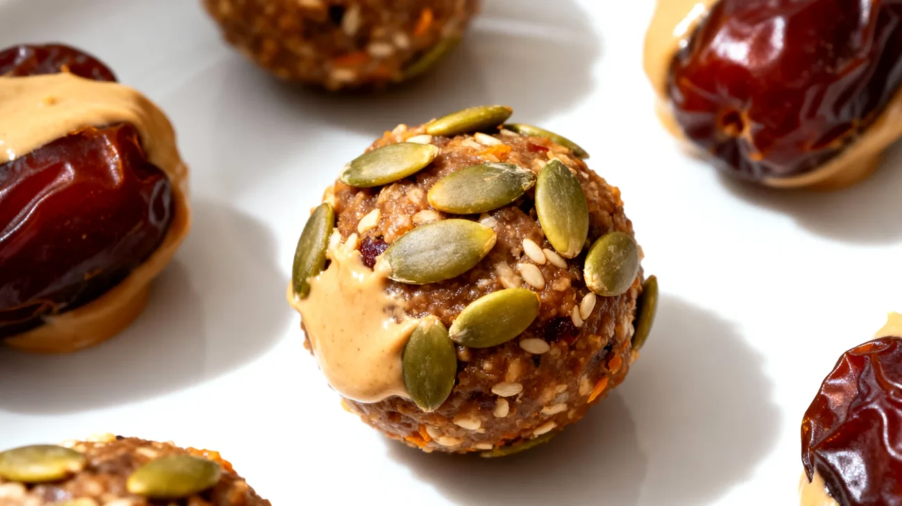 Palla energetica di datteri, tahini e semi di zucca"