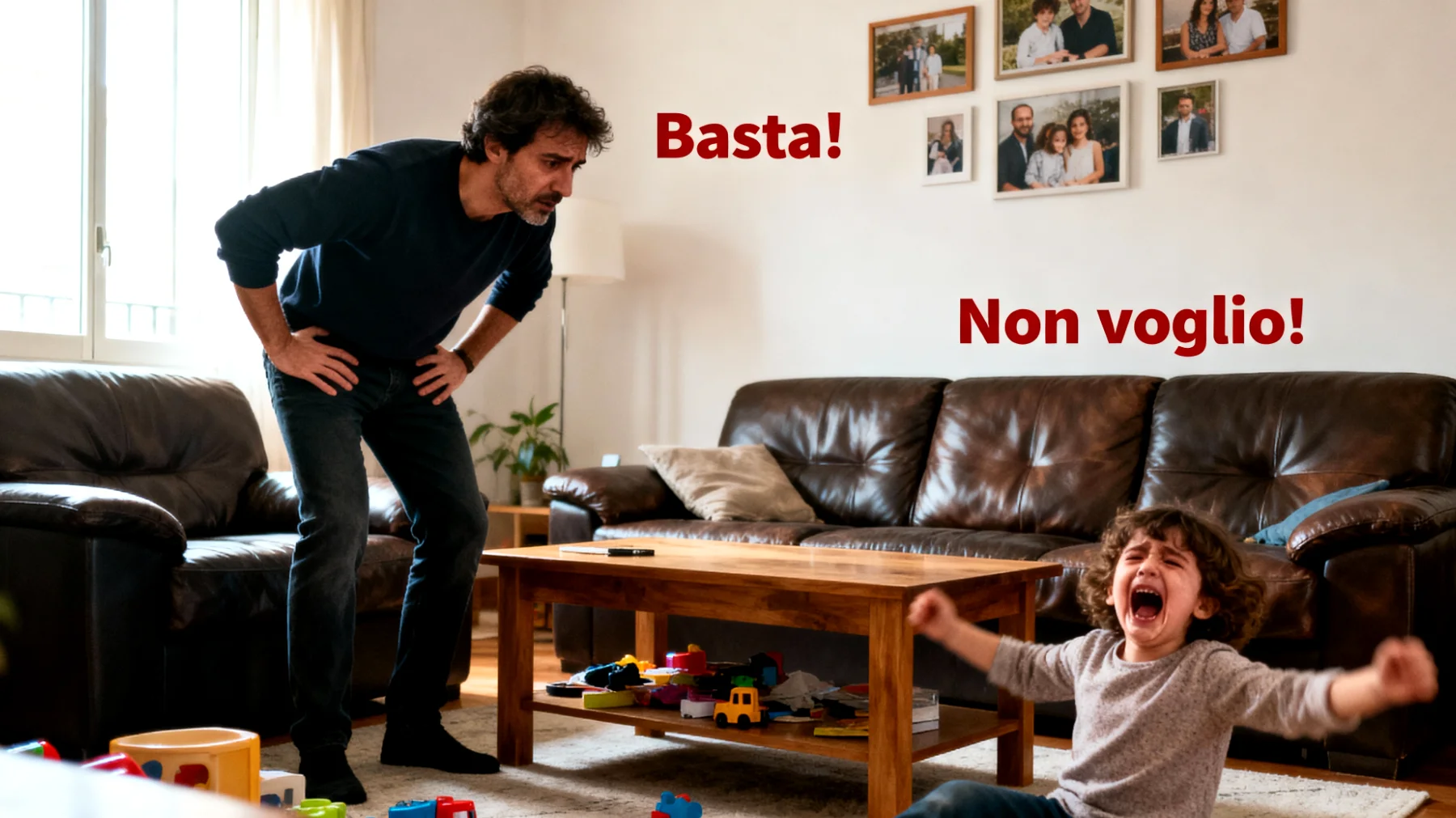 I genitori faticano a far rispettare regole e limiti ai loro bambini, che reagiscono con capricci, pianti o ignorando completamente le indicazioni ricevute, creando tensione e frustrazione nella gestione quotidiana della famiglia"