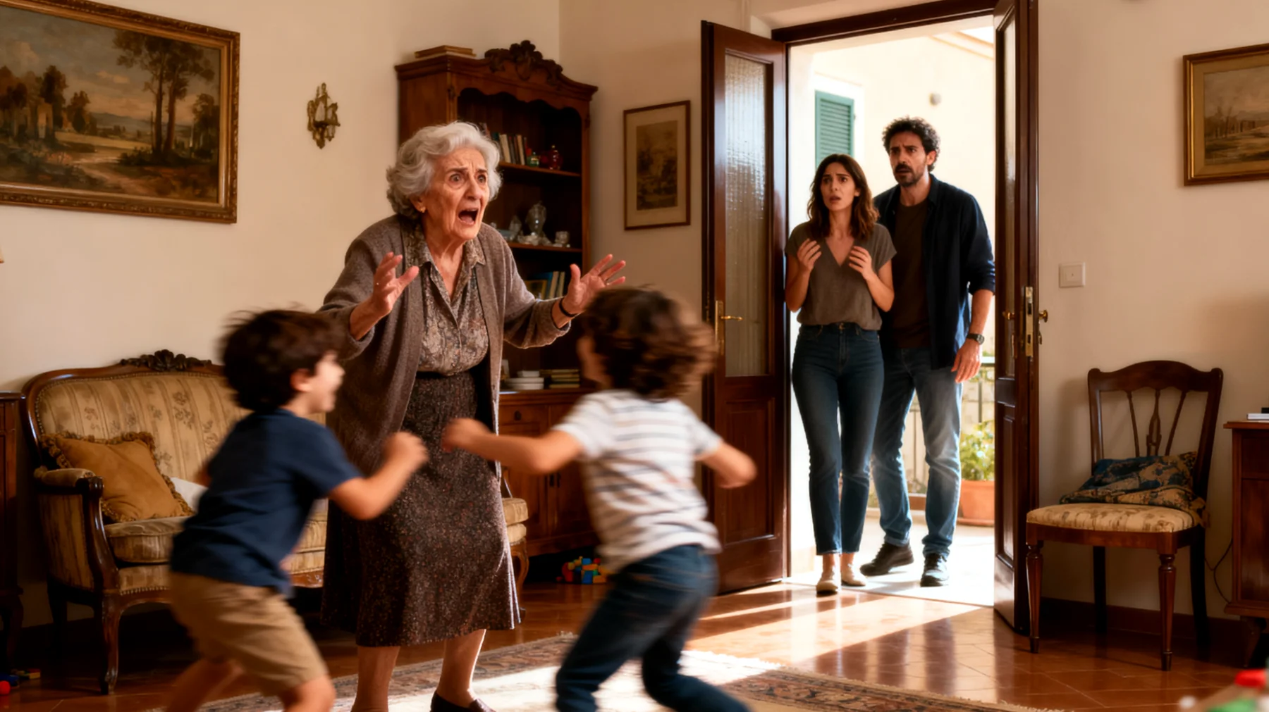 La nonna si trova in difficoltà nel gestire i nipoti bambini perché tende a essere troppo permissiva e fatica a stabilire regole chiare, creando conflitti con i genitori che hanno un approccio educativo diverso e più strutturato"