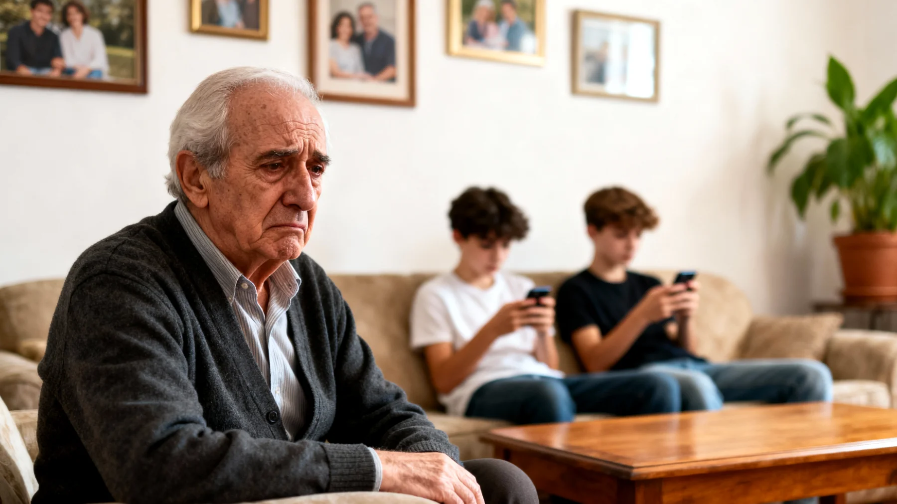 Il nonno fatica a instaurare un dialogo affettivo profondo con i nipoti adolescenti, che appaiono distanti e poco interessati a condividere emozioni e vissuti personali"